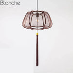 Suspension Led Chinoise En Tissu Marron - B Luminaire Chambre