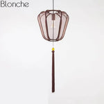 Suspension Led Chinoise En Tissu Marron - D Luminaire Chambre