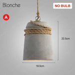 Suspension Led Ciment Et Corde Rustique Luminaire Chambre