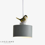 Suspension Led Colorée Avec Oiseau Botimi Gris Luminaire Chambre