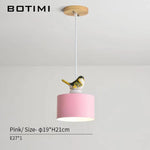 Suspension Led Colorée Avec Oiseau Botimi Rose Luminaire Chambre