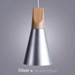 Suspension Led Cône Bois Aluminium Argenté - 14Cm / Blanc Luminaire Chambre