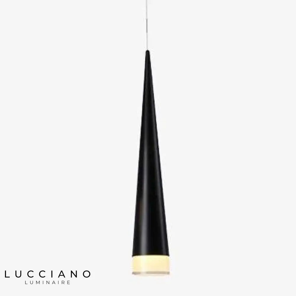 Suspension Led Cone Long Tube Noir / Froide Luminaire Chambre