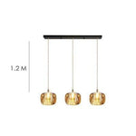 Suspension Led Créative Abat-Jour Verre 3 Lampes - Allongé Ambré Luminaire Chambre