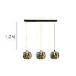 Suspension Led Créative Abat-Jour Verre 3 Lampes - Allongé Gris Luminaire Chambre