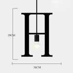 Suspension Led Créative Lettres Métal H Luminaire Chambre