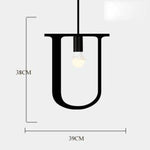 Suspension Led Créative Lettres Métal U Luminaire Chambre