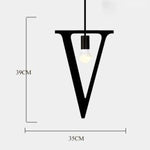 Suspension Led Créative Lettres Métal V Luminaire Chambre