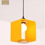 Suspension Led Cube Coloré Moderne Jaune Luminaire Chambre