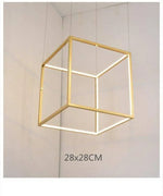 Suspension Led Cube Doré Branché 28X28Cm Luminaire Chambre