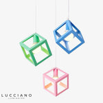 Suspension Led Cube Métallique Coloré Luminaire Chambre