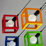 Suspension Led Cube Métallique Coloré Luminaire Chambre