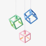 Suspension Led Cube Métallique Coloré Luminaire Chambre