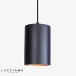 Suspension Led Cylindre Noir Vintage Court Luminaire Chambre