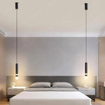 Suspension Led Cylindrique Métal Noir Luminaire Chambre