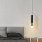 Suspension Led Cylindrique Métal Noir Luminaire Chambre