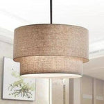 Suspension Led Cylindrique Tissu Foyer Beige / 40Cm Luminaire Chambre