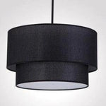 Suspension Led Cylindrique Tissu Foyer Noir / 40Cm Luminaire Chambre