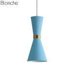 Suspension Led Design Aluminium Funnel Bleu Luminaire Chambre