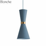 Suspension Led Design Aluminium Funnel Bleu Marine Luminaire Chambre