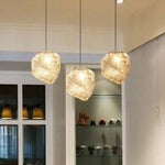 Suspension Led Design Pierre Cristalline Luminaire Cuivre