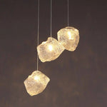 Suspension Led Design Pierre Cristalline Luminaire Cuivre