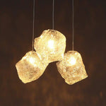 Suspension Led Design Pierre Cristalline Luminaire Cuivre