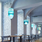 Suspension Led Design Verre Bleu Luminaire Chambre