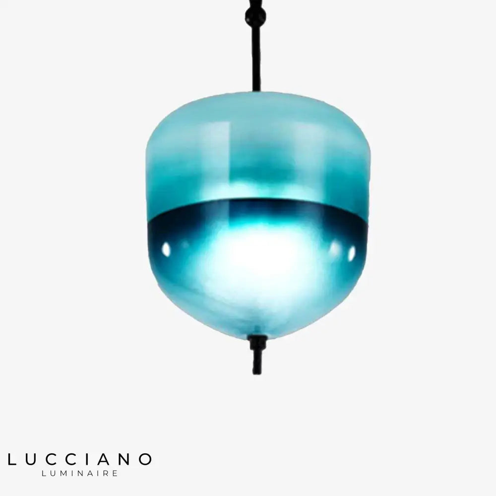 Suspension Led Design Verre Bleu Luminaire Chambre