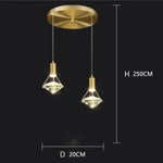 Suspension Led Diamant Luxe Savia 2 Lampes - Base Ronde / Chaude Luminaire Chambre