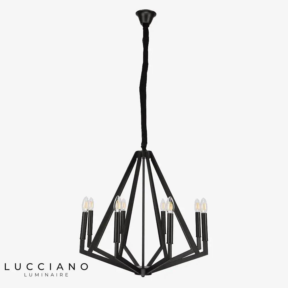 Suspension Led Diamant Métal Moderne Noir Luminaire Doré