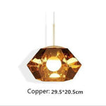 Suspension Led Diamants En Verre Coloré A / Cuivre Luminaire Chambre