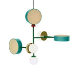 Suspension Led Disque Coloré Métal 6 Lampes / Mixte C 100 X 70Cm Luminaire Chambre