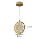 Suspension Led Disque Verre Dorée Luxueuse Luminaire Chambre