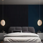 Suspension Led Disque Verre Dorée Luxueuse Luminaire Chambre