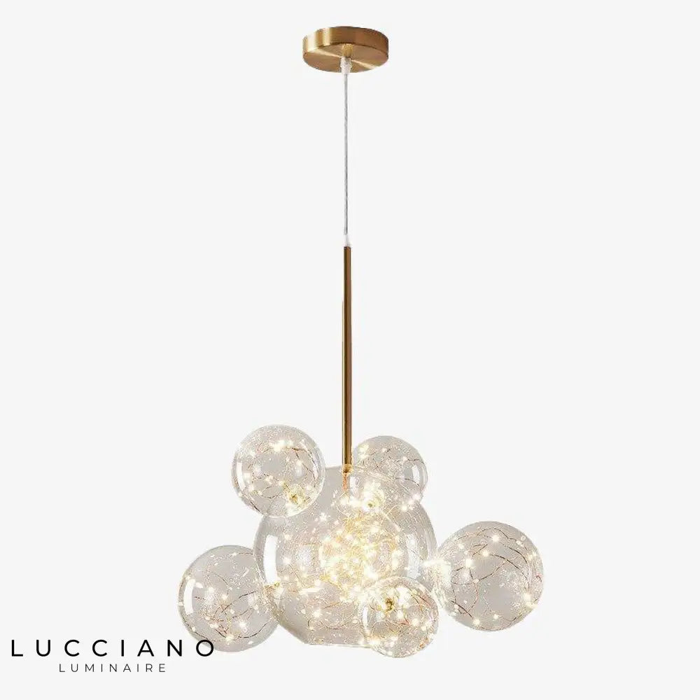 Suspension Led Dorée Avec Globes Verre 6 Lampes / Froide Luminaire Chambre