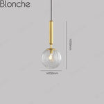 Suspension Led Dorée Boule Verre Loft Luminaire Chambre