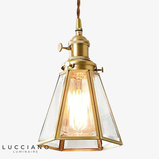 Suspension Led Dorée Vintage Cage Verre Luminaire Doré