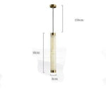 Suspension Led En Marbre Bords Dorés 1 Lampe - 8 X 60Cm / Froide Luminaire Chambre