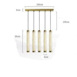 Suspension Led En Marbre Bords Dorés 5 Lampes / Froide Luminaire Chambre