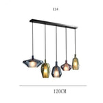 Suspension Led En Verre Coloré 5 Lampes / 120Cm Luminaire Chambre