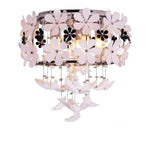 Suspension Led Florale En Métal Luxueux Rose Luminaire Chambre