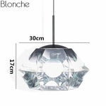 Suspension Led Géométrique En Verre Diamond Argenté - 30X17Cm Luminaire Doré