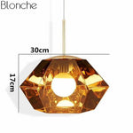 Suspension Led Géométrique En Verre Diamond Doré - 30X17Cm Luminaire Doré