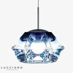 Suspension Led Géométrique En Verre Diamond Luminaire Doré