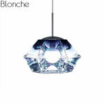 Suspension Led Géométrique En Verre Diamond Luminaire Doré