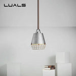 Suspension Led Industrielle Abat-Jour Cage Grise Luminaire Chambre