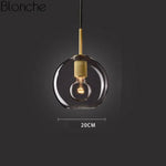 Suspension Led Industrielle En Verre Arrondi A / Doré Luminaire Chambre