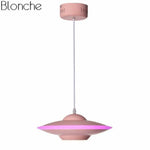 Suspension Led Industrielle Soucoupe Métal Rose Luminaire Chambre