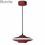 Suspension Led Industrielle Soucoupe Métal Rouge Luminaire Chambre